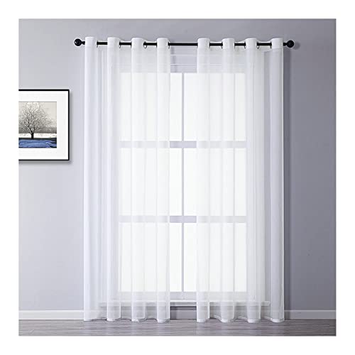 Homxi Vorhänge Voile 2er Set 2 x 132Wx115L cm,Vorhang Durchsichtig Weiß Einfarbig Ösen Vorhange von Homxi