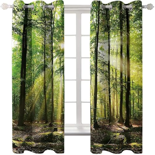 Homxi Vorhänge Wohnzimmer Blickdicht 2er Set,2 x 96W x 183H cm,Küchengardinen Modern mit Ösen Bäume und Sonnenschein Landschaft Gardinen Grün Braun Schlafzimmer Modern Homxi Vorhänge Wohnzimmer Blickdicht 2er Set,2 x 96W x 183H cm,Küchengardinen Modern mit Ösen Bäume und Sonnenschein Landschaft Gardinen Grün Braun Schlafzimmer Modern von Homxi