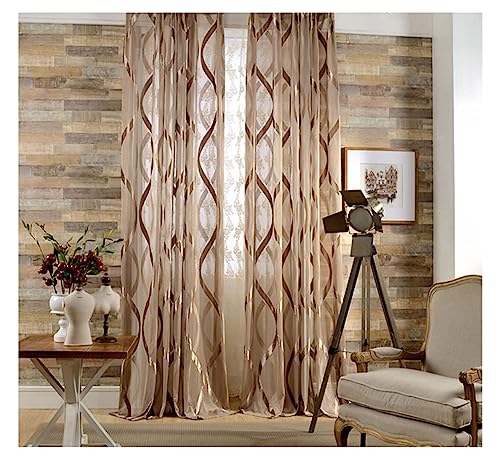 Homxi Vorhänge Wohnzimmer Durchsichtig 2er Set 2 x 107W x 160H cm,Vorhang Schlafzimmer Transparent Braun Geometrisch Vorhang für Gardinenhaken Homxi Vorhänge Wohnzimmer Durchsichtig 2er Set 2 x 107W x 160H cm,Vorhang Schlafzimmer Transparent Braun Geometrisch Vorhang für Gardinenhaken von Homxi