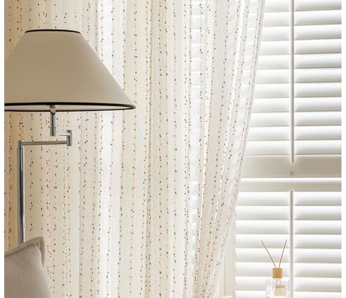 Homxi Vorhänge Wohnzimmer Voile 2er Set,2 x 137W x 274H cm,Gardinen Vorhänge Beige Weiß Bunt Jacquardmuster Gardinen Schlafzimmer Ösen von Homxi