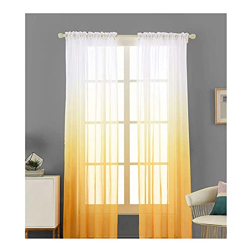 Homxi Vorhänge Wohnzimmer Voile 2er Set 2 x 132Wx274L cm,Gardinen Voile Gelb Weiß Farbverlauf Vorhänge mit Taschen Homxi Vorhänge Wohnzimmer Voile 2er Set 2 x 132Wx274L cm,Gardinen Voile Gelb Weiß Farbverlauf Vorhänge mit Taschen von Homxi