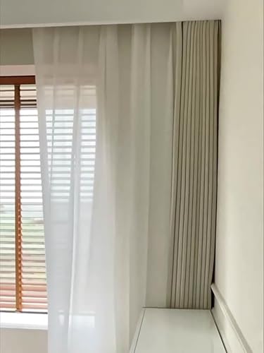 Homxi Vorhang Fenster Halbtransparent 2er Set,2 x 137W x 274H cm,Vorhänge Kinderzimmer Weiß Einfarbig KüchenVorhänge Modern mit Ösen von Homxi