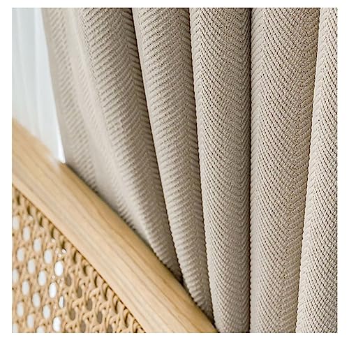 Homxi Vorhang Schlafzimmer Blickdicht 2er Set 2 x 107W x 160H cm,Vorhang Thermo Blickdicht Beige Einfarbig Gardinenband Haken von Homxi
