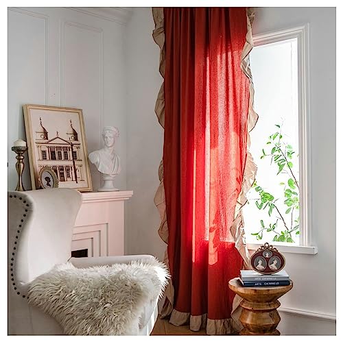 Homxi Vorhang Schlafzimmer Transparent 2er Set 2 x 150W x 280H cm,Küchengardine Transparent Rot Einfarbig mit Rüschen Vorhang Haken Ringe Homxi Vorhang Schlafzimmer Transparent 2er Set 2 x 150W x 280H cm,Küchengardine Transparent Rot Einfarbig mit Rüschen Vorhang Haken Ringe von Homxi