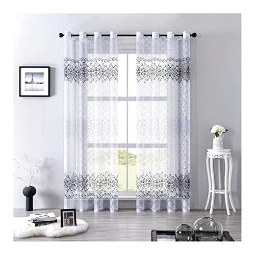 Homxi Vorhang Transparent Schlafzimmer 2er Set 2 x 137Wx160L cm,Gardinen Transparent Wohnzimmer Grau Weiß Transparente Blumen Vorhang mit Ösen Homxi Vorhang Transparent Schlafzimmer 2er Set 2 x 137Wx160L cm,Gardinen Transparent Wohnzimmer Grau Weiß Transparente Blumen Vorhang mit Ösen von Homxi