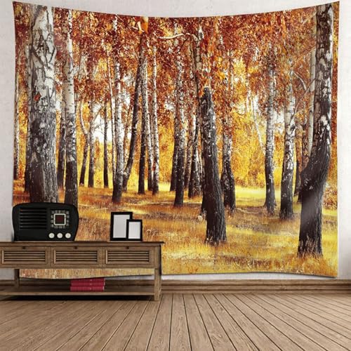 Homxi Wall Tapestry Wanddecke 350 W x 256 H CM, Herbstbäume, Room Tapestry Polyester, Orange von Homxi