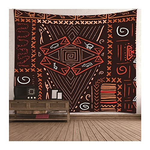 Homxi Wandbehang Schlafzimmer,(200x200CM) Wandteppich Trippy Polyester Rot Braun Tapisserie Wandbehang Indisches Muster von Homxi