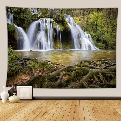 Homxi Wandteppich 100 x 75 CM,Polyester Tapestry Wasserfälle und Bäume Grün Aesthetic Room Decor Wandteppich Homxi Wandteppich 100 x 75 CM,Polyester Tapestry Wasserfälle und Bäume Grün Aesthetic Room Decor Wandteppich von Homxi