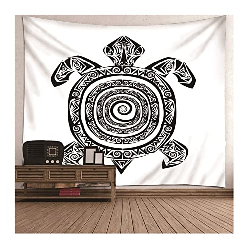 Homxi Wandteppich Für Schlafzimmer,(240x220CM) Wandteppiche Trippy Polyester Schwarz Weiß Tapisserie Wandbehang Schildkröte von Homxi