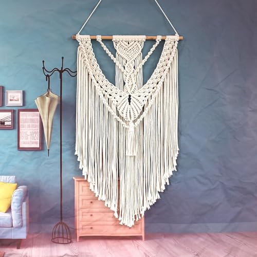 Homxi Wandteppich Makramee Boho 50x80CM,Wall Tapestry Boho Holz mit Gewebt Quasten Wandbehang Gewebt Beige Homxi Wandteppich Makramee Boho 50x80CM,Wall Tapestry Boho Holz mit Gewebt Quasten Wandbehang Gewebt Beige von Homxi