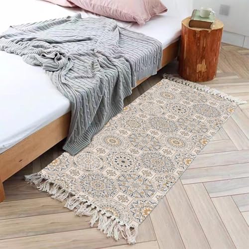 Homxi Wohnzimmerteppich Waschbar Rechteckig 120 x 180 cm, Teppiche Schlafzimmer Leinen Baumwolle, Geometrisch Muster mit Quasten, Teppich Beige Hell Khaki Outdoor Homxi Wohnzimmerteppich Waschbar Rechteckig 120 x 180 cm, Teppiche Schlafzimmer Leinen Baumwolle, Geometrisch Muster mit Quasten, Teppich Beige Hell Khaki Outdoor von Homxi