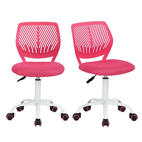 Homy Casa 2er Set Rosa Schreibtischstuhl Verstellbarer Drehstuhl Bürostuhl Stoffsitz Ergonomischer Arbeitsstuhl ohne Armlehne Rosa von Homy Casa