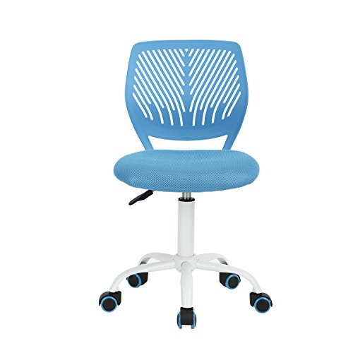 Homy Casa Schreibtischstuhl Verstellbarer drehbarer Bürostuhl Stoffsitz Ergonomischer Arbeitsstuhl ohne Armlehne Blau von Homy Casa