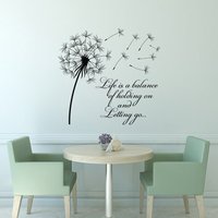 Löwenzahn Wand Aufkleber Zitat Life Is A Balance Halte On Letting Go - Inspirierende Kunst Vinyl Schriftzug Schlafzimmer Blumen Dekor #15 von HomyVinyl