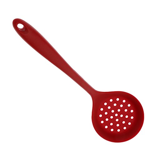Homyl Abseihlöffel Silikon Schaumlöffel, Küchenhelfer mit ergonomischen Griff - Menge: 1 Stück - rot von Homyl
