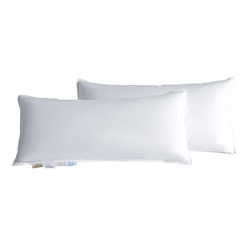 Homyrium Daunenkissen 40x80 2er Set Kopfkissen 40x80 Daunen 2er Set Federkissen Dreikammer Kissen FÜLLUNG: außen 90% Daunen / 10% Federn; innen 100% Federn, 100% Baumwollbezug (800g, 2er Pack) von Homyrium