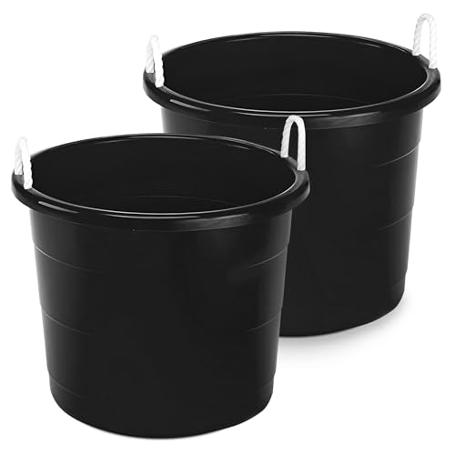 HOMZ 0402PKDC.02 Seilgriffwanne strapazierfähig (68 l) Set of 2 schwarz von Homz