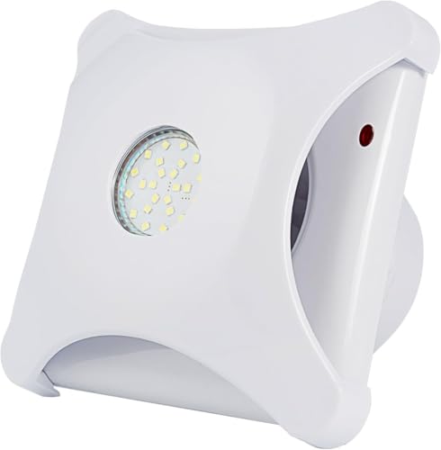 Hon&Guan 100mm Badlüfter mit LED, 95m³/h Wandventilator Abluftventilator, IP44 Ablüfter WC Lüfter für Badezimmer, Küche, Lüfter, WC, Wohnzimmer, Schlafzimmer, Decke, Weiß von Hon&Guan