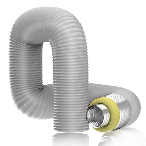 Hon&Guan 100 mm Lüftungsschlauch Schallgedämmter Wärmeisolierung Alu Flexrohr Lüftungsschlauch für Klimaanlage, Rohrventilator Länge 1.2m (ø100 mm* 1.2 m), Polyester von Hon&Guan