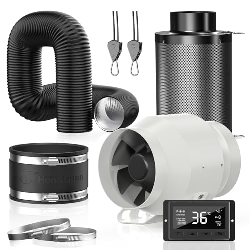 Hon&Guan HI-PE 100mm Lüftungsset 360m³/h Energieeinsparung EC Motor Rohrventilator mit Intelligente Kontroller, Aktivkohlenfilter Abluftchlauch Gummimuffe Belüftungssystem für Growzelt Hon&Guan HI-PE 100mm Lüftungsset 360m³/h Energieeinsparung EC Motor Rohrventilator mit Intelligente Kontroller, Aktivkohlenfilter Abluftchlauch Gummimuffe Belüftungssystem für Growzelt von Hon&Guan