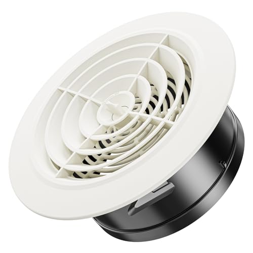 Hon&Guan 150mm Lüftungsgitter Verstellbarer Luftstromauslass, ABS Abluftgitter Rund, Ventilation Grille für Belüftung zur Bad, Büro, Küche, Wohnzimmer, Weiß von Hon&Guan