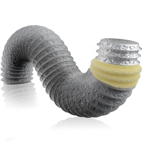 Hon&Guan ø75mm Lüftungsschlauch Schallgedämmter Wärmeisolierung Alu Flexrohr Länge 1,2m, Alu Flex-Schlauch für Klimaanlage, VMC Rohrventilator, Dieselheizung, Schornsteinrohr, Kamin, Grau (ø75mm*1,2m) von Hon&Guan