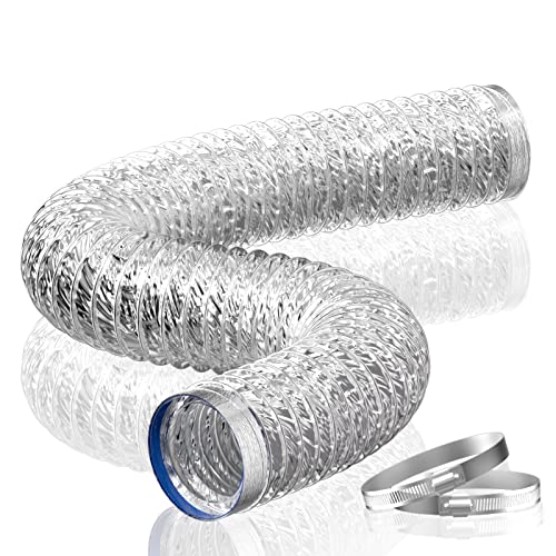 Hon&Guan 100mm Abluftschlauch 2m Länge Doppelte Aluminiumfolie mit 2 Schellen, Flexschlauch für Abzugshaube, Trockner, Klimagerät, Lüftungsschlauch von Hon&Guan