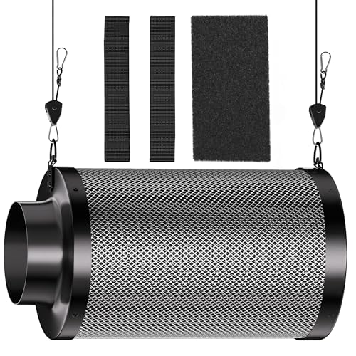 Hon&Guan Aktivkohlefilter 150mm mit Leichtes Carbon 300mm Lang, 38mm Dickes Holzkohlebett für Geruchskontrolle, Geruchsentfernung Luftwäscher für Rohrventilator Grow-Zelte Hydrokulturen Grown Tent von Hon&Guan