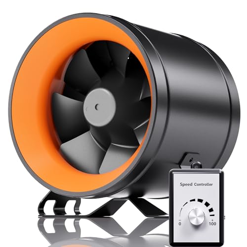 Hon&Guan EC Rohrventilator 150mm Regelbar mit Drehzahlregler,689 m³/h Rohrlüfter Hoher Luftdruck EC-Motoren mit EU-Stecker für Growzelt Kohlefilter Garage 3D-Drucker von Hon&Guan