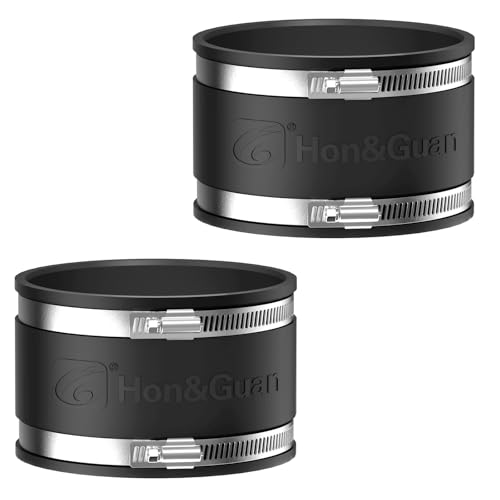 Hon&Guan Flexible Gummimuffe 150mm Gummikupplung mit Zwei Edelstahlschellen, Geräuschmindernde Manschette Geruchlos, Rohrverbinder für Rohrventilator, Kohlefilter, Starres Rohr, Stahlrohr, 2Stück von Hon&Guan
