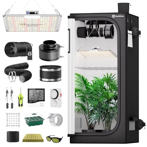 Hon&Guan Growzelt Komplettset mit HG1000 LED Grow Lampe 80x80x180cm Grow Tent 150mm Rohrventilator Aktivkohlefilter Belüftungssystem, Grow Zelt Komplettset Hydroponics Indoor Grow Set Hon&Guan Growzelt Komplettset mit HG1000 LED Grow Lampe 80x80x180cm Grow Tent 150mm Rohrventilator Aktivkohlefilter Belüftungssystem, Grow Zelt Komplettset Hydroponics Indoor Grow Set von Hon&Guan