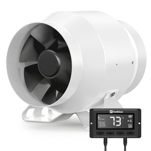 Hon&Guan HI-PE Rohrventilator 100 mm mit Intelligente Kontroller, Super Luftvolumen 360m³/h Energieeinsparung EC Motor Rohrlüfter Geräuscharm für Growzelt Hydrokultur Belüftung von Hon&Guan
