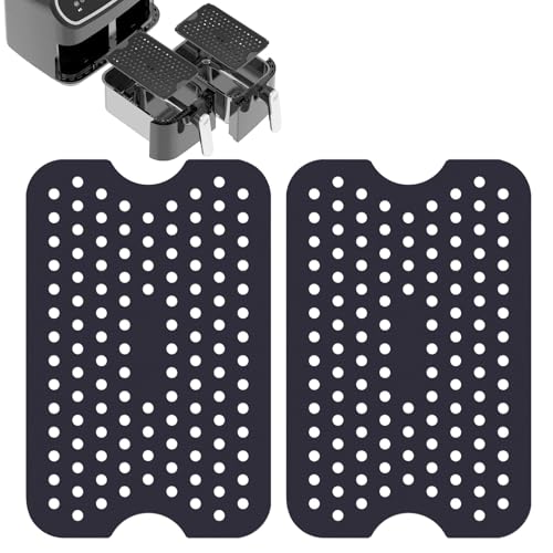 HonGien 2 Stück Silikon Air Fryer Liners Gelochtes Silikon Backpapier Silikonmatte AirFryer Liner wiederverwendbare Matten Perforiertes Backpapier für die Heißluftfritteuse (13 x 20 cm) von HonGien