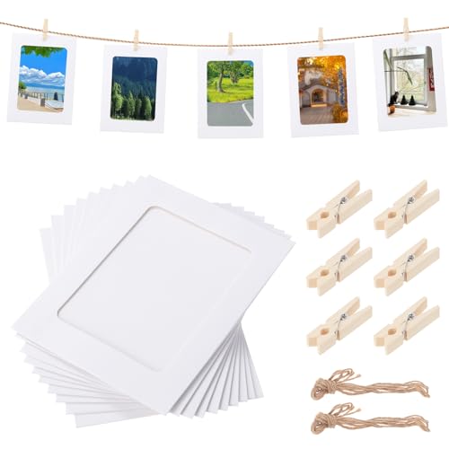 HonGien Papier Bilderrahmen, 50 Stück Kraftpapier Bilderrahmen, Hängende Album Rahmen für die Anzeige von Schönen Niedlichen Fotos und Dectorating Home Klassenzimmer Büro (Weiß) von HonGien