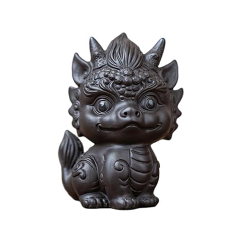 HonHeam Chinesisches Zisha-Drachen-Tee-Haustier, Keramik-Tee-Haustier, handgefertigtes lila Ton-Tee-Haustier für Kung-Fu-Teetablett, Tee-Haustier-Dekorieren, Kungfu-Teetablett-Zubehör (A) von HonHeam