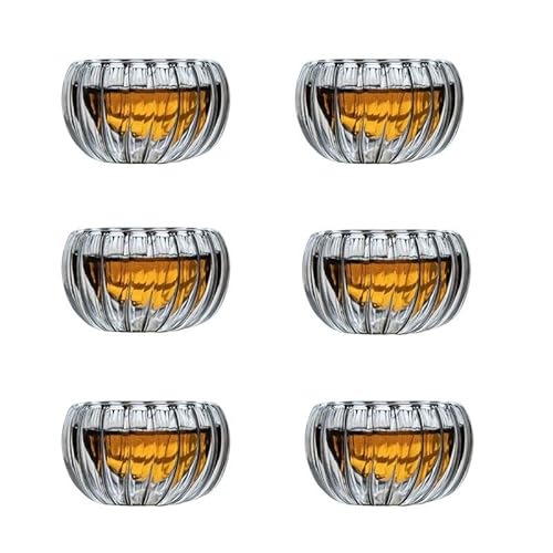 HonHeam Doppelglas-Teetassen, 48 ml, wärmeisoliert, winzige Teetasse, 3 Stück, transparente Glas-Teetasse, Kung Fu Teeset (B-Set von 6) von HonHeam