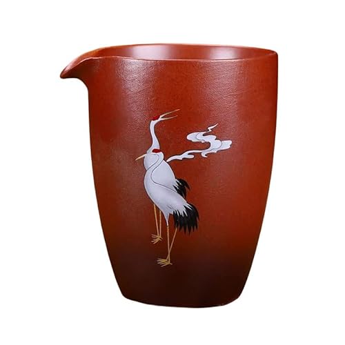 Japanische Keramik Gong Dao Bei, chinesisches Kranich Muster Porzellan Teetasse Cha Hai, Kung Fu Tea Fair Cup, Kiln Changed Retro Tee Servierkrug (rot) von HonHeam