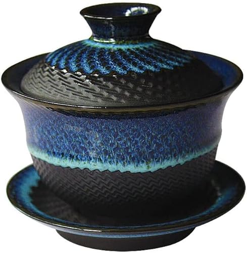 Ofen glasierte Keramik Gaiwan, Kungfu Porzellan Teetasse, chinesische Retro Teetasse, Sancai Gaiwan mit Untertasse mit Deckel von HonHeam