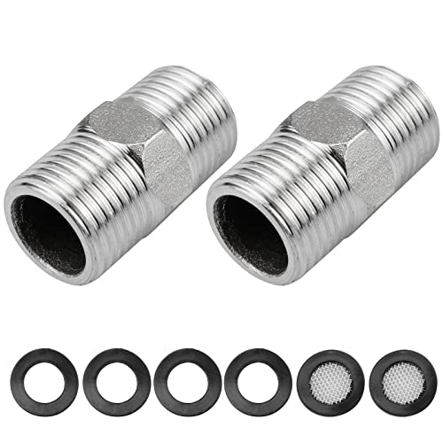 Honatrv Doppelnippel 1/2 Zoll Edelstahl Außengewinde, 2 Stück Duschschlauch Adapter, Edelstahl Doppelnippel Verchromt 1/2", Nippelmuffe für Rohre Ventile Anschlussstücke Honatrv Doppelnippel 1/2 Zoll Edelstahl Außengewinde, 2 Stück Duschschlauch Adapter, Edelstahl Doppelnippel Verchromt 1/2", Nippelmuffe für Rohre Ventile Anschlussstücke von Honatrv