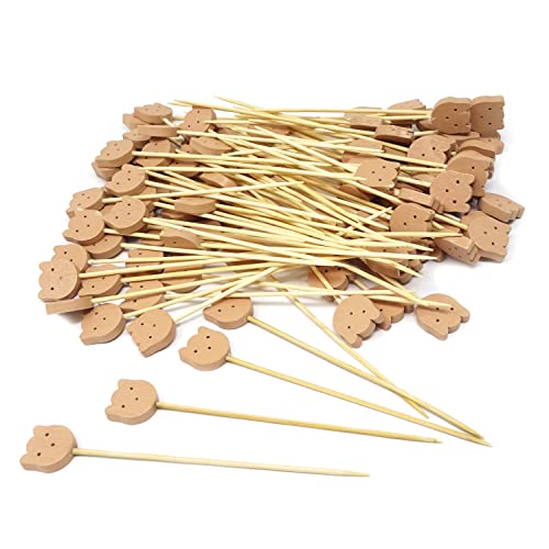 Honbay 100 Stück niedliche Katzen-Cocktail-Stäbchen, Party-Lebensmittel-Dekoration, Zahnstocher, Bambusstäbe, Sandwich-Spieße, Vorspeisen, Obst, Getränke, Sticks von Honbay