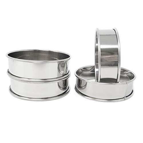 Honbay 4 x Edelstahl-Muffin-Ringe, Mousse-Ringe, Mini-Kuchenform, Mini-Backring-Form für Küche, Bäckerei von Honbay