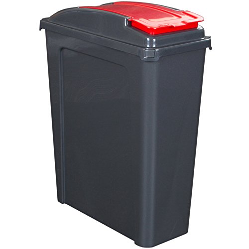Honbeanify 25 Liter Recyclingtonne mit abnehmbaren Deckel 40x19x51cm in Graphit-Rot - Mülleimer Abfalleimer Eimer Papierkorb Abfallsammler Recycling von Nextuyere