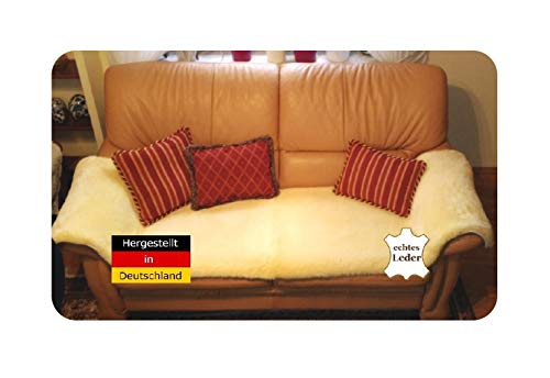 50x150cm Lammfell Sesselauflage LANABEST, Sesselschoner aus echten Merino Schaffellen. Dichte Wolle, bequem, hautfreundlich, zart und schadstoffarm, chromfrei von LANAMED