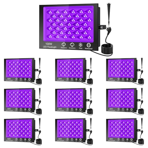 10 Packung 100W LED UV Schwarzlicht Strahler, Schwarzlichtlampe, IP65 Wasserdicht, UV Partylicht mit Schalter für Bar, Partyzubehör, Schwarzlicht Deko, Bühnenbeleuchtung 10 Packung 100W LED UV Schwarzlicht Strahler, Schwarzlichtlampe, IP65 Wasserdicht, UV Partylicht mit Schalter für Bar, Partyzubehör, Schwarzlicht Deko, Bühnenbeleuchtung von Hondony