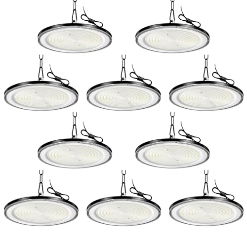 10 Stück 800W Led UFO High Bay Light, Kaltweiß 6500K 80000lm, AC 210-220V, IP65 Wasserdicht, Shop Lights für Werkstatt Lager Fabrik Scheune Garage Bereich Beleuchtung (800W, 10 Stück) von Hondony
