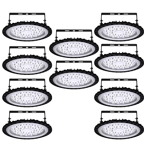 10 Stück LED UFO Industrielampe, 100W LED Hallenstrahler, 6500K Kaltweiß LED High Bay Licht, IP67 Wasserdicht UFO LED Werkstattlampe, LED Strahler für Fabrikhallen, Hallenstadion, Werkstätten von Hondony