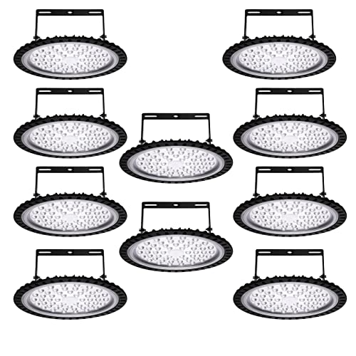 10 Stück UFO Industrielampe, 200W Hallenstrahler, 6500K Kaltweiß High Bay Licht, IP67 Wasserdicht Werkstattlampe, LED Strahler für Fabrikhallen, Hallenbeleuchtung von Hondony