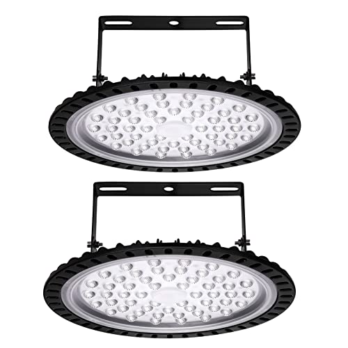 2 Stück UFO Industrielampe, 200W Hallenstrahler, 6500K Kaltweiß High Bay Licht, IP67 Wasserdicht Werkstattlampe, LED Strahler für Fabrikhallen, Hallenstadion, Werkstätten von Hondony