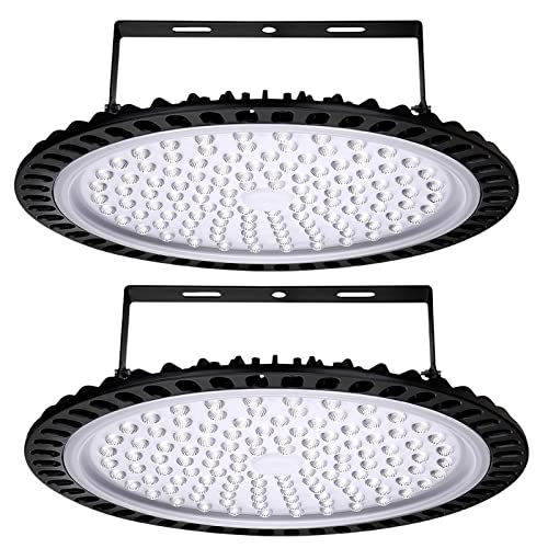 2 Stück UFO Industrielampe, 500W Hallenstrahler, 6500K Kaltweiß High Bay Licht, IP67 Wasserdicht Werkstattlampe, LED Strahler für Fabrikhallen, Hallenstadion, Werkstätten von Hondony
