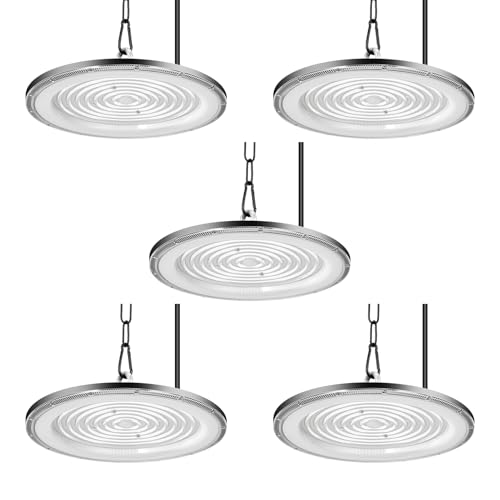 5 Stück 200W Led UFO High Bay Light, Kaltweiß 6500K 80000lm, AC 210-220V, IP65 Wasserdicht, Shop Lights für Werkstatt Lager Fabrik Scheune Garage Bereich Beleuchtung (200W, 5 Stück) von Hondony
